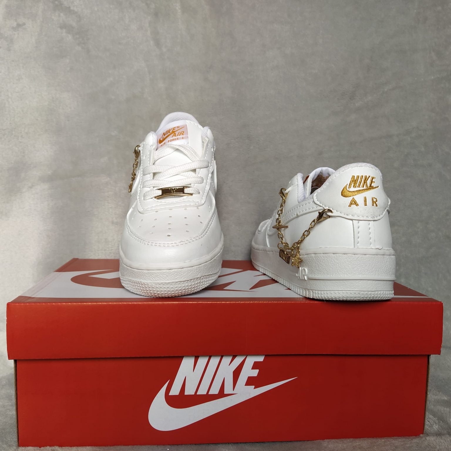 Solo Nike Air Force Blanco Cadena Dorada Calzado Barata Zapatos Outlet