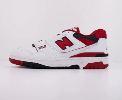 New Balance 550 blanco con rojo